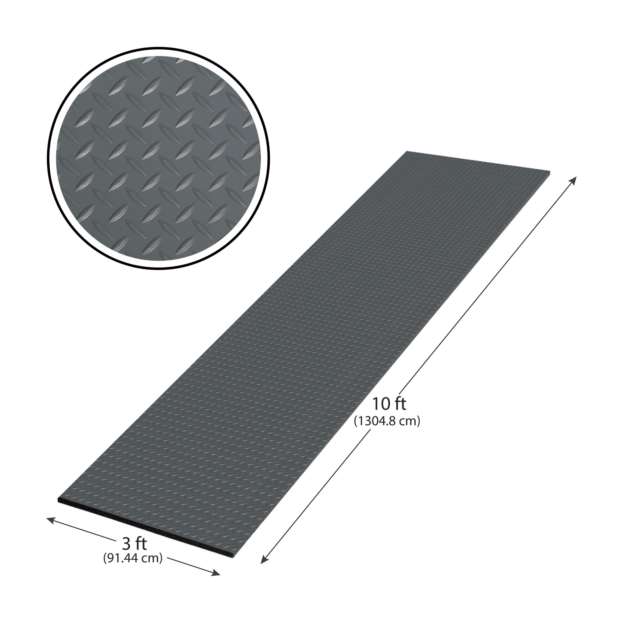 G-Floor Cushioned  Diamond Tread 3' x 10' - Slate Grey - Durable, Easy to Clean - AF58DT310SG